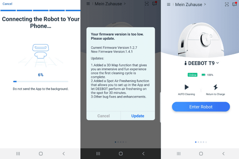 Appeinrichtung der Ecovacs Home App in einzelnen Schritten